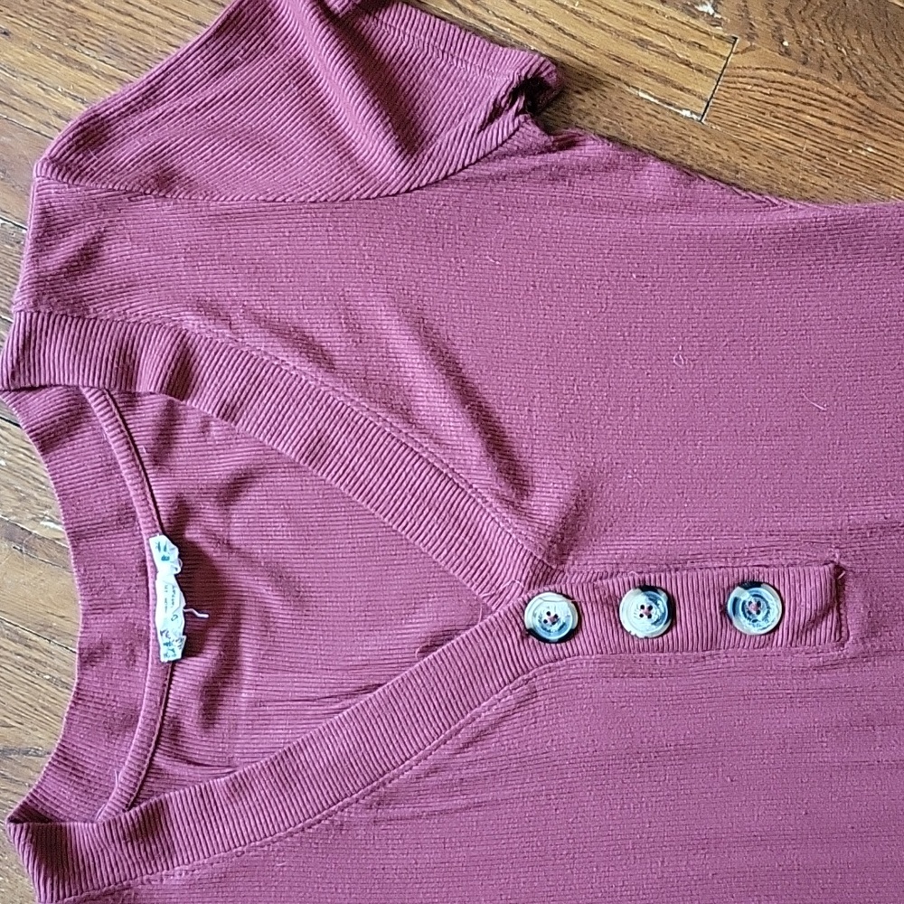 Rust Button-Up Ribbed Bodysuit, Size M - Picture 2 of 4